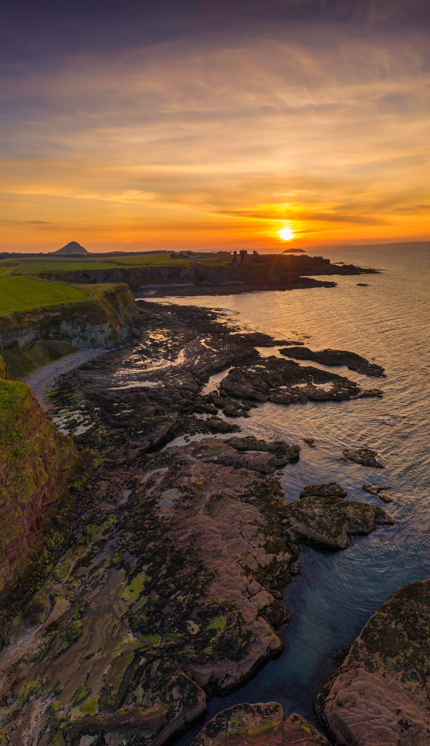 Tantallon Castle during sunset
